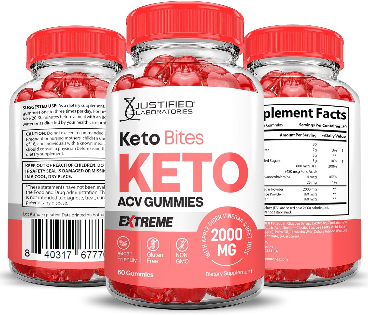 Keto ACV Gummies (3 Pack) 2000MG Extreme Strength with Pomegranate Beet Juice Powder - Non GMO Vegan Formula - 180 Gummies