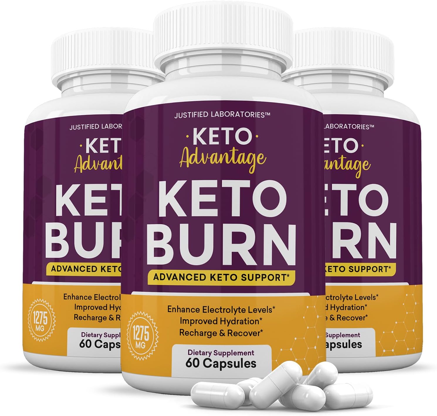 Keto Advantage Keto Burn Pills 1275MG (3 Pack) with Apple Cider Vinegar, Olive Oil, Green Tea - 180 Capsules