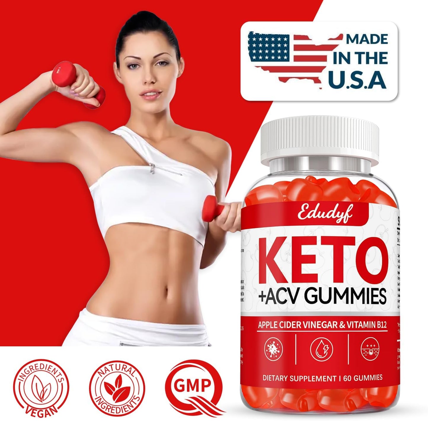 Keto Apple Cider Vinegar Gummies for Men & Women - 180 Gummies, Gluten & Sugar Free (1500 mg-3 Pack)