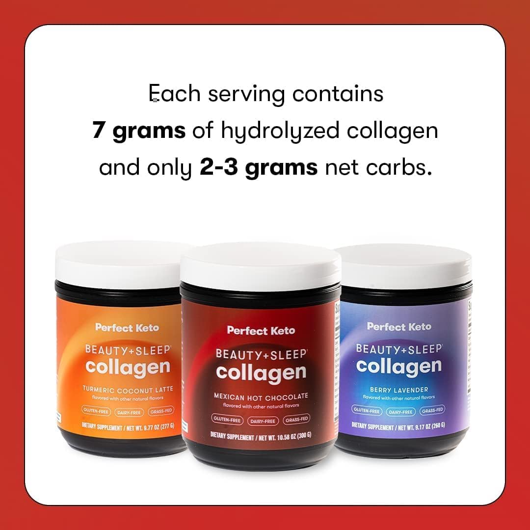 Keto Beauty Sleep Grass Fed Collagen Protein Powder with Ashwagandha, Magnesium, Hyaluronic Acid, Biotin, L Theanine, Mexican Hot Chocolate Flavor, Hair Skin Nails Relaxation Support