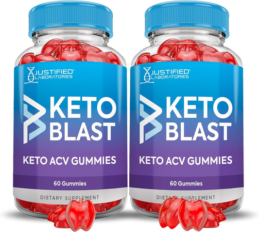Keto Blast Gummies 2-Pack - 1000MG ACV Advanced Formula with Pomegranate & Beet Juice - B12 Vegan Non GMO - 120 Gummies