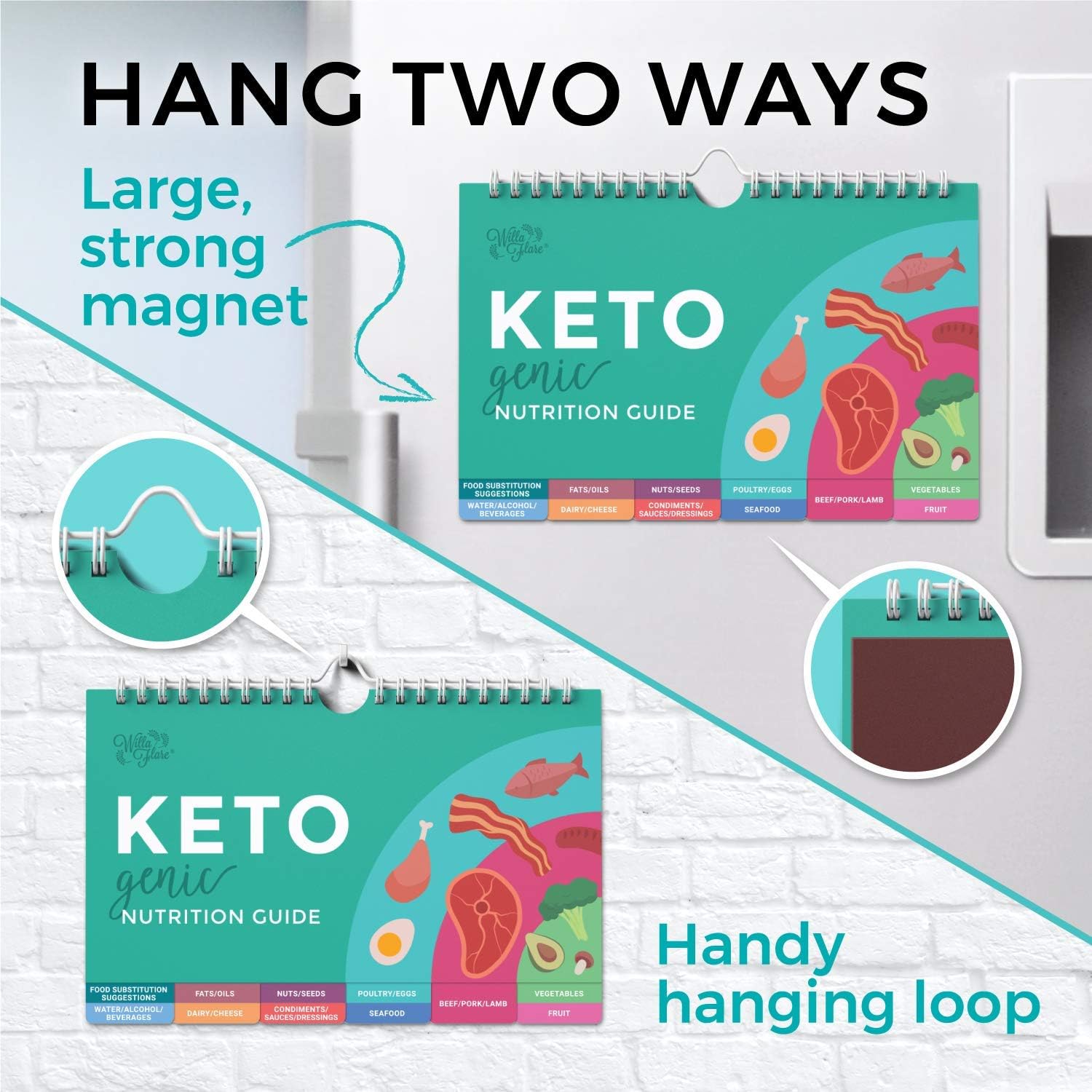 Keto Cheat Sheet Magnets: 192 Snacks & Foods with Correct Ketogenic Measurements - Easy Fridge Guide & 500 Food List