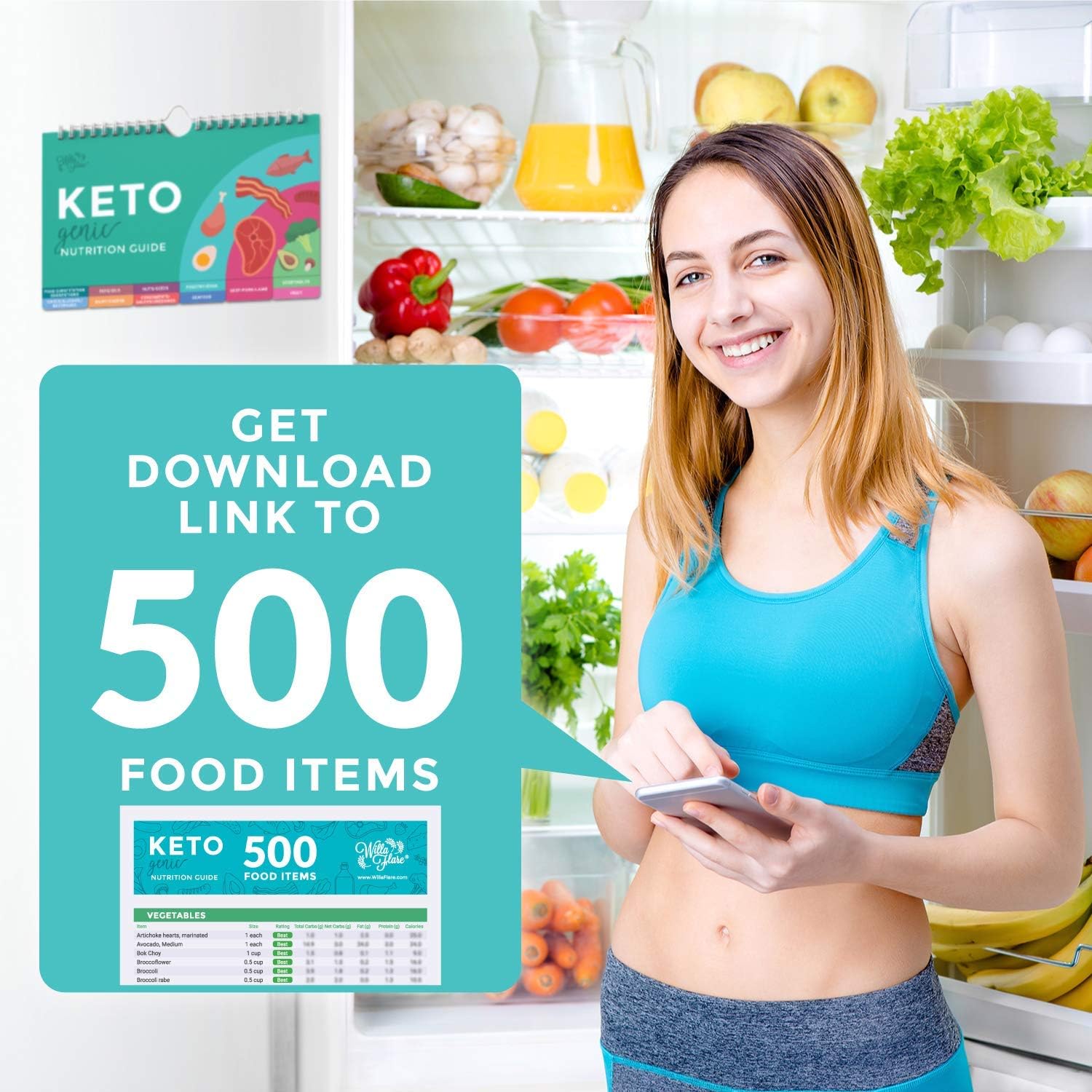 Keto Cheat Sheet Magnets: 192 Snacks & Foods with Correct Ketogenic Measurements - Easy Fridge Guide & 500 Food List
