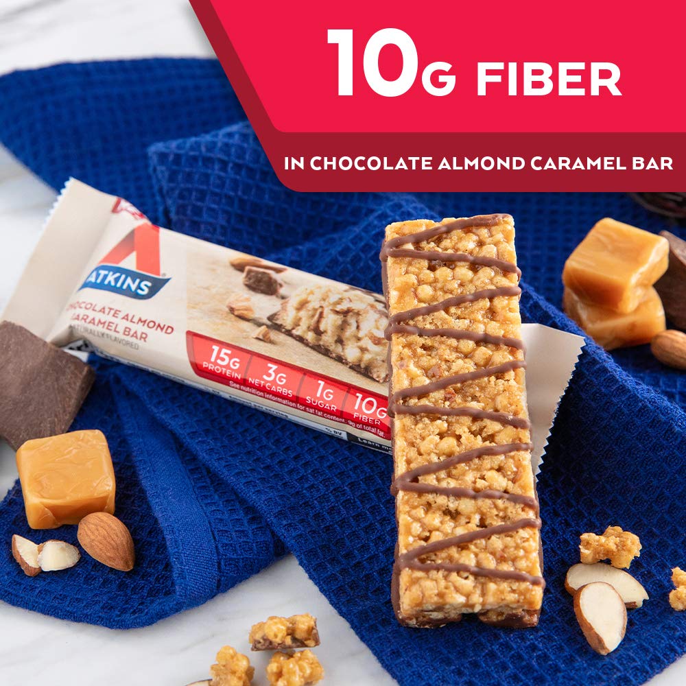 Keto Chocolate Almond Caramel Bar with Real Almond Butter - Gluten Free Snack (Pack of 5)