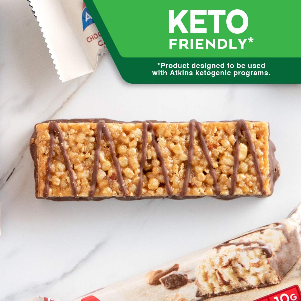 Keto Chocolate Almond Caramel Bar with Real Almond Butter - Gluten Free Snack (Pack of 5)