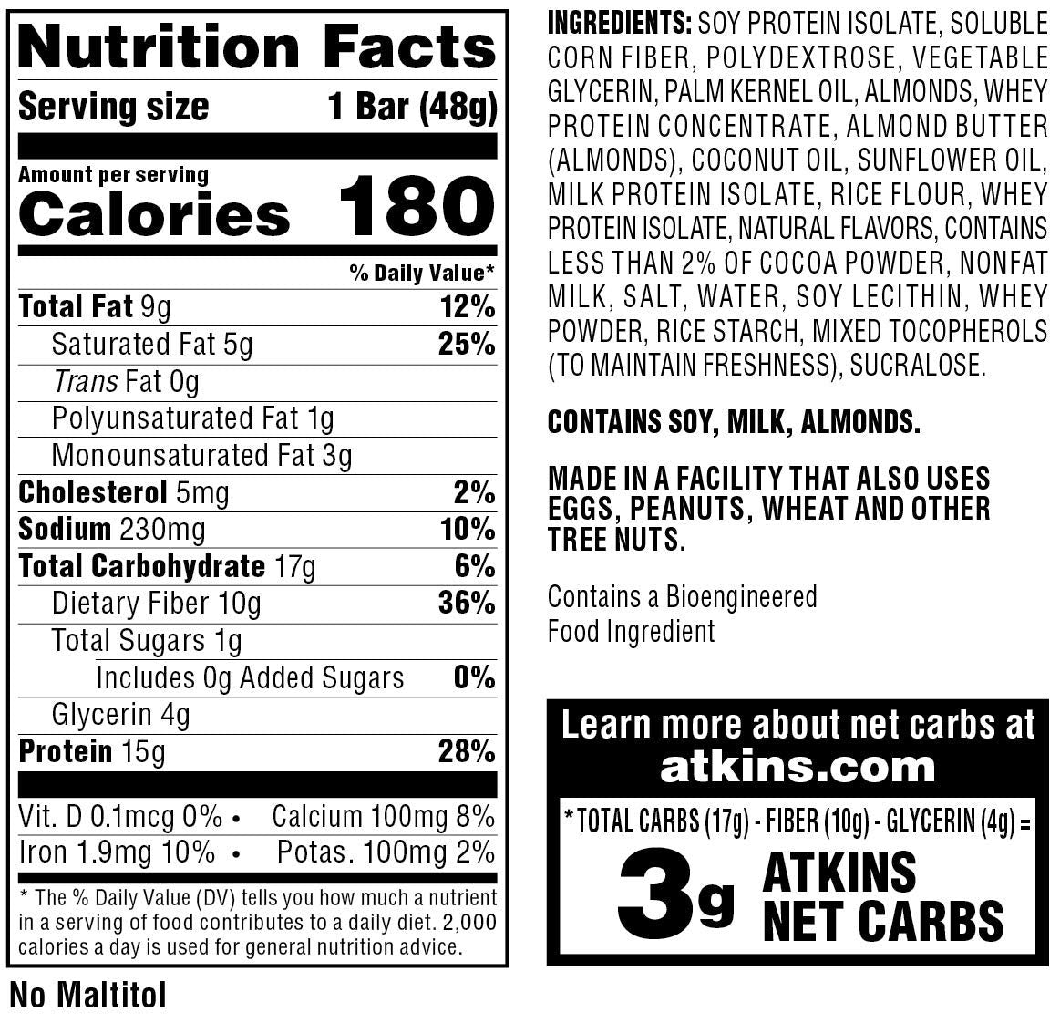 Keto Chocolate Almond Caramel Bar with Real Almond Butter - Gluten Free Snack (Pack of 5)