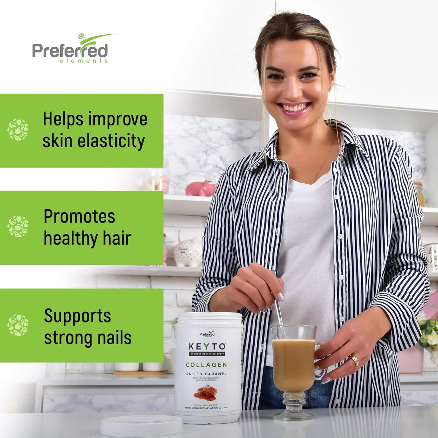 Keto Collagen Protein Powder with MCT Oil - Grass Fed Hydrolyzed Peptides, Paleo Friendly, Salted Caramel Flavor - BoostGo Australia