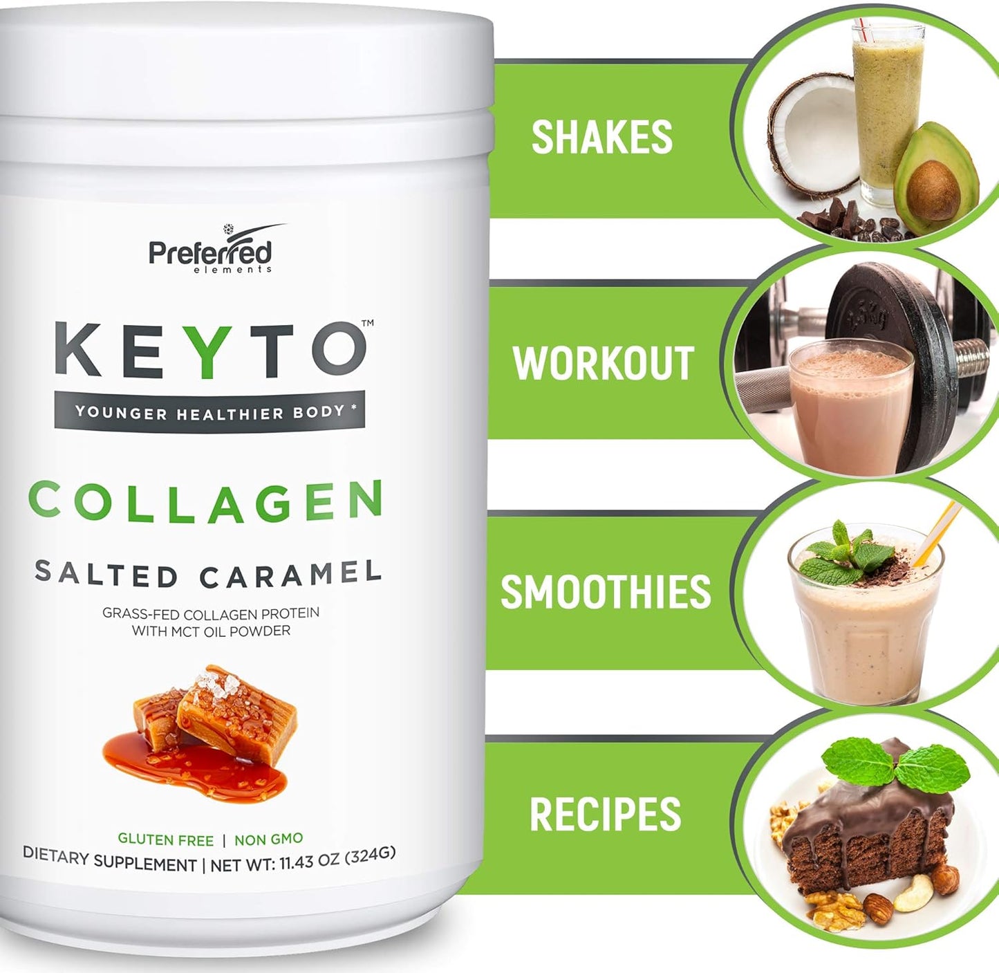 Keto Collagen Protein Powder with MCT Oil - Grass Fed Hydrolyzed Peptides, Paleo Friendly, Salted Caramel Flavor - BoostGo Australia