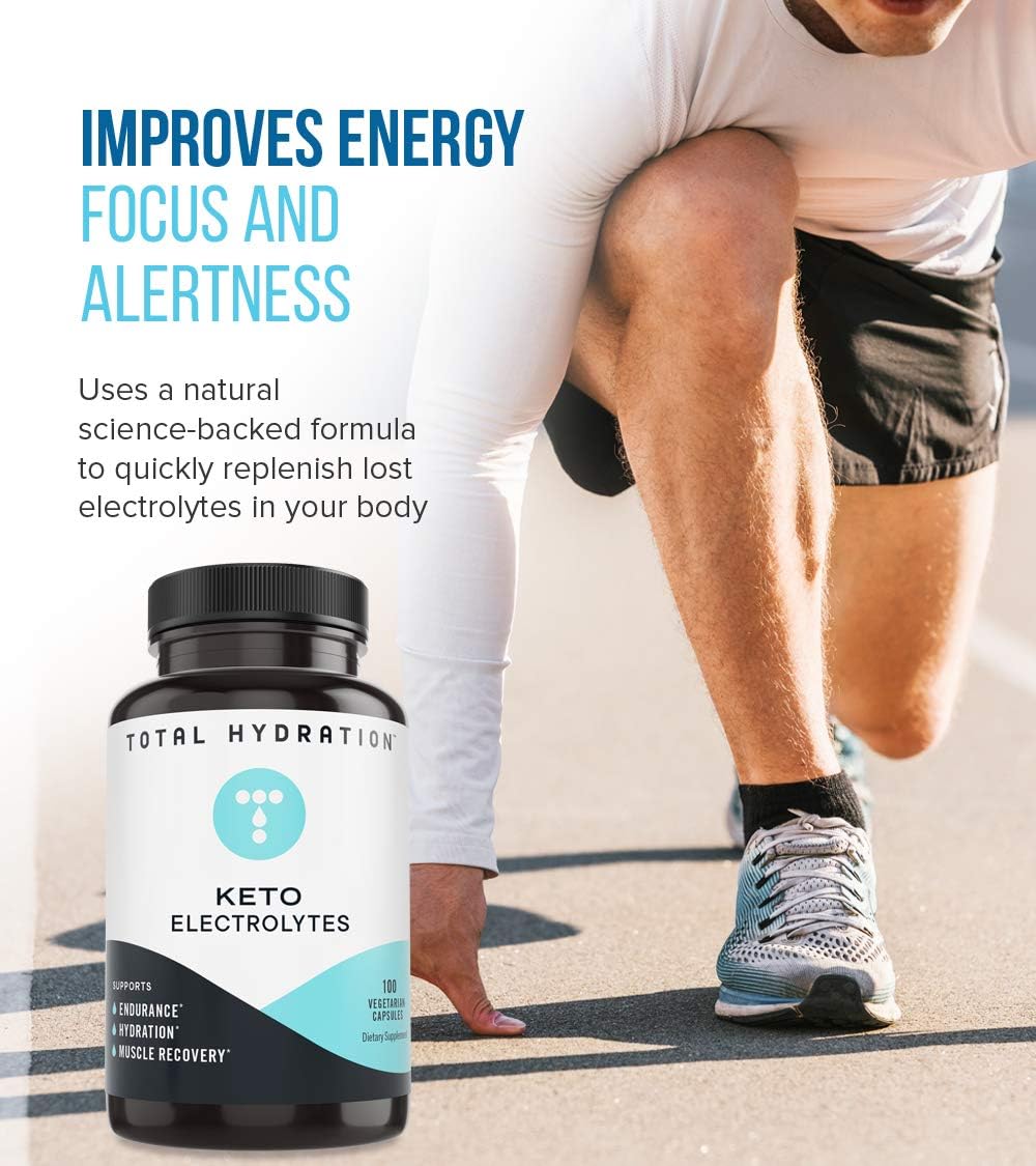 Keto Electrolyte Pills with Magnesium, Calcium, Sodium, Potassium - Total Hydration & Endurance Supplement (100ct)