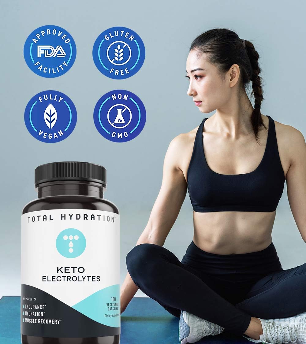 Keto Electrolyte Pills with Magnesium, Calcium, Sodium, Potassium - Total Hydration & Endurance Supplement (100ct)