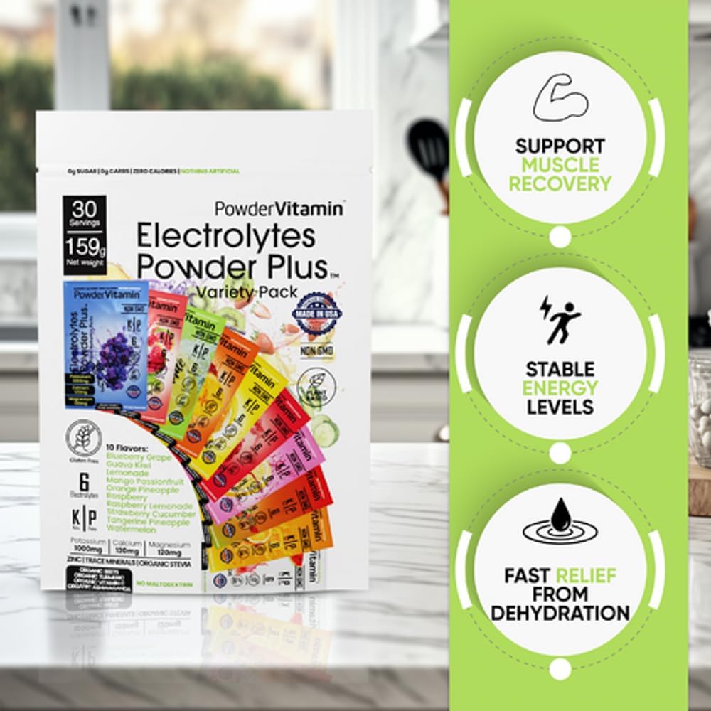 Keto Electrolyte Powder Variety Pack with Potassium, Calcium, Magnesium - Non-GMO, Zero Sugar, Zero Calories - 30 Hydration Packets