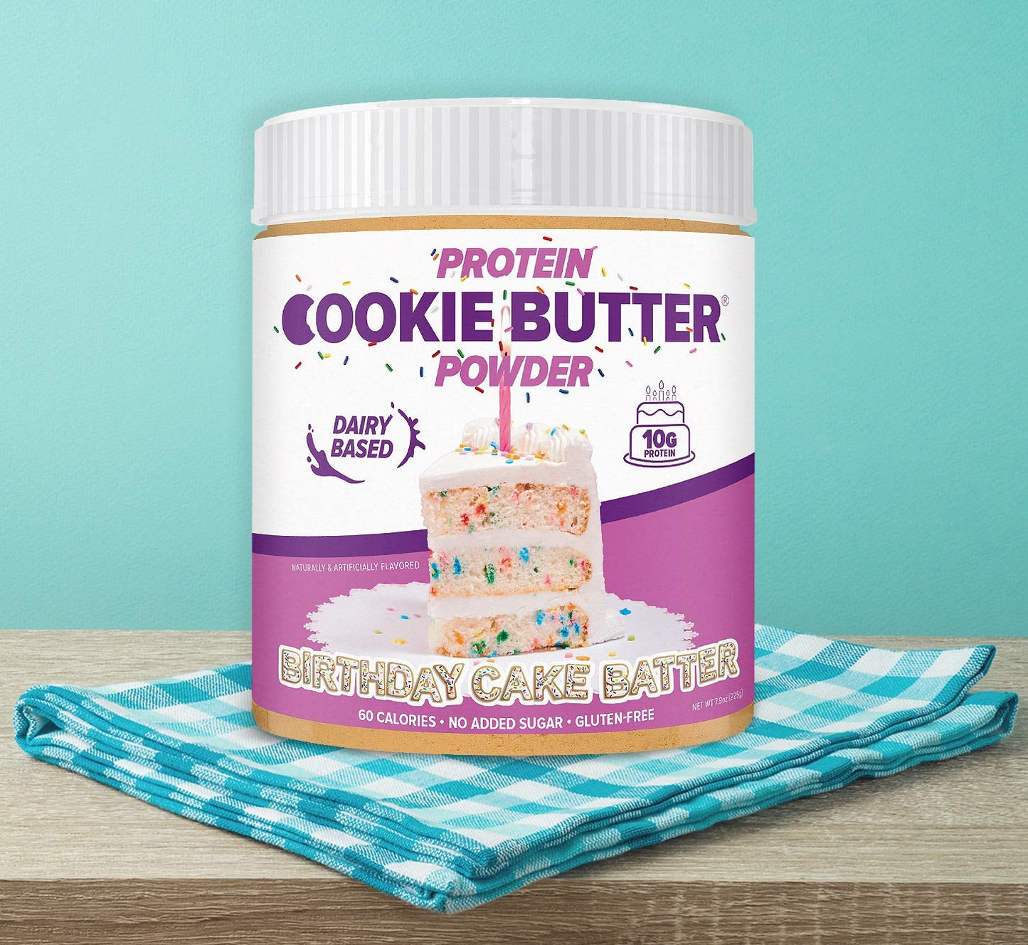 Keto-Friendly Birthday Cake Batter Whey Protein Cookie Butter Powder - Gluten-Free, Low Carb, No Added Sugars | Easy to Mix, Bake, and Spread | 7.9oz