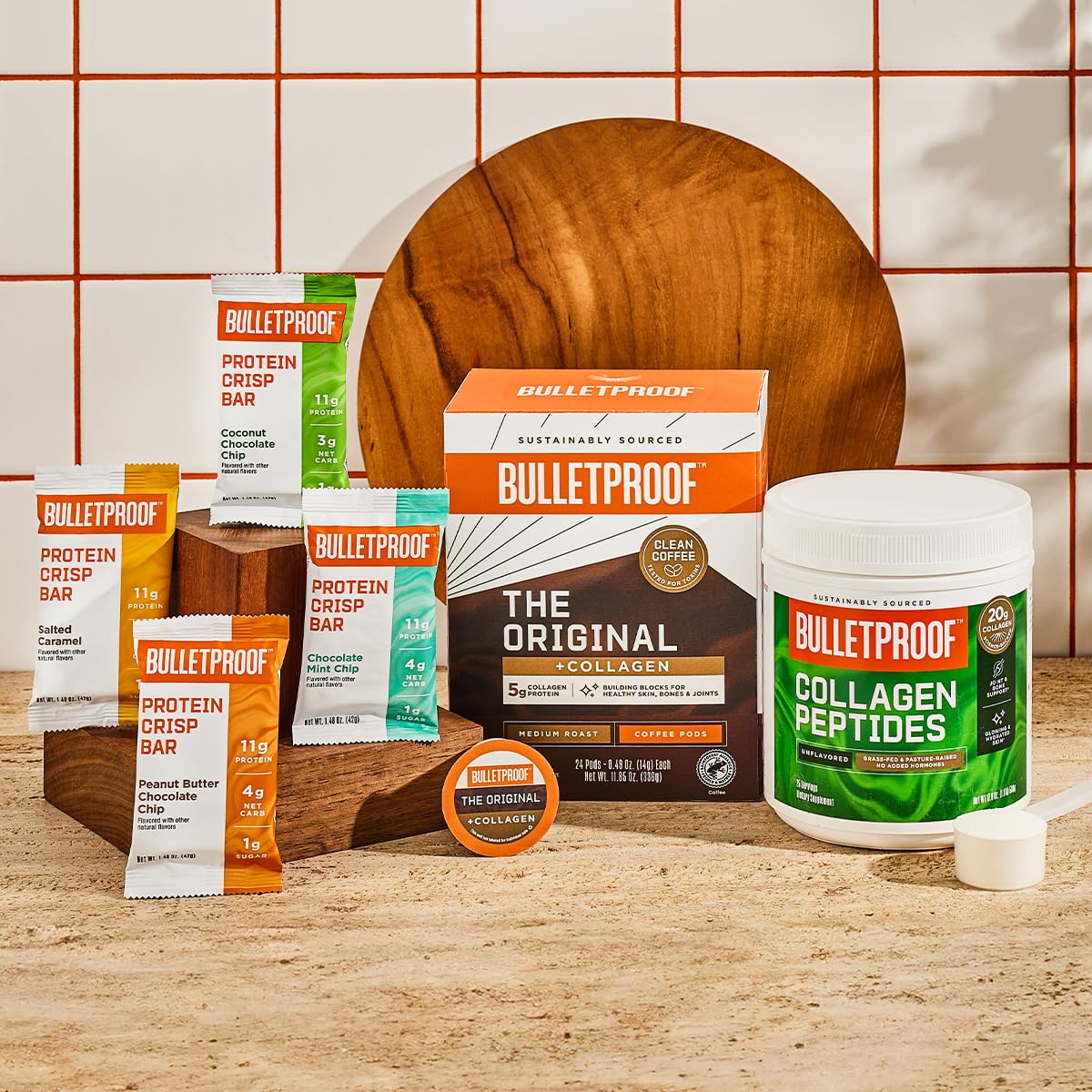 Keto-Friendly Bulletproof Collagen Protein Bars with Chocolate Chips, 12-Pack, MCT Oil, Grass-fed, No Sugar