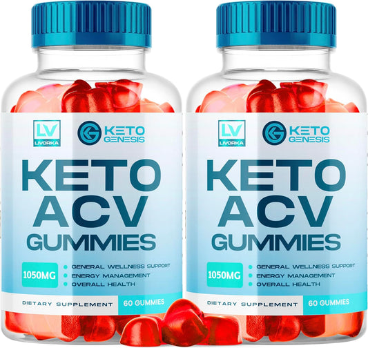 Keto Genesis ACV Gummies for Advanced Slimming Formula - 2 Pack, 1050mg Keto Plus ACV Supplement, 2 Month Supply