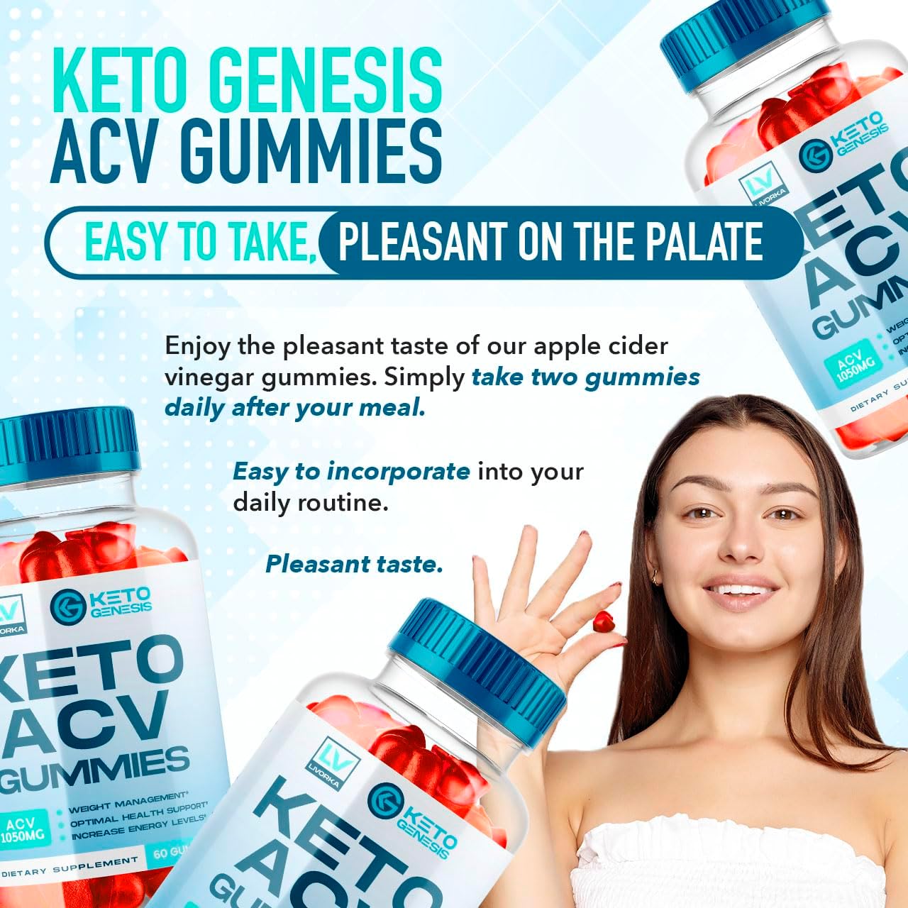 Keto Genesis ACV Gummies for Advanced Slimming Formula - 2 Pack, 1050mg Keto Plus ACV Supplement, 2 Month Supply