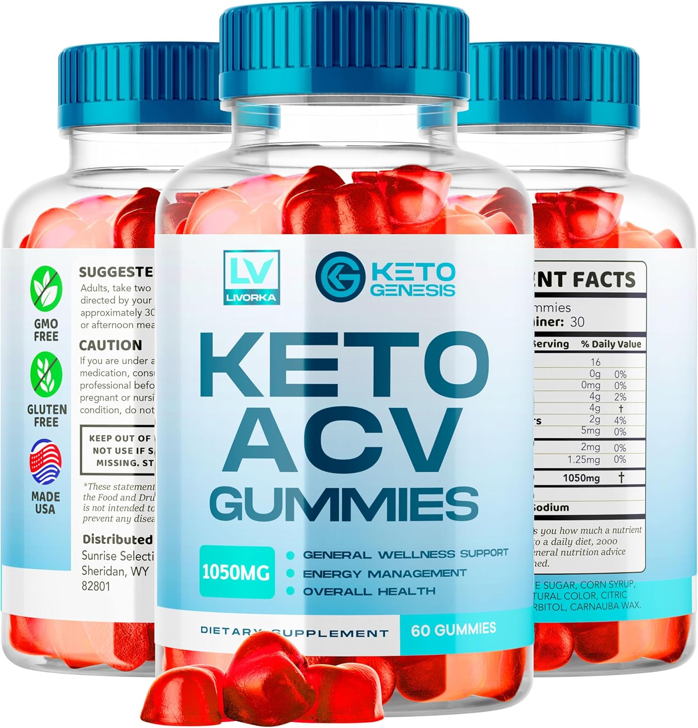 Keto Genesis ACV Gummies for Advanced Slimming Formula - 2 Pack, 1050mg Keto Plus ACV Supplement, 2 Month Supply