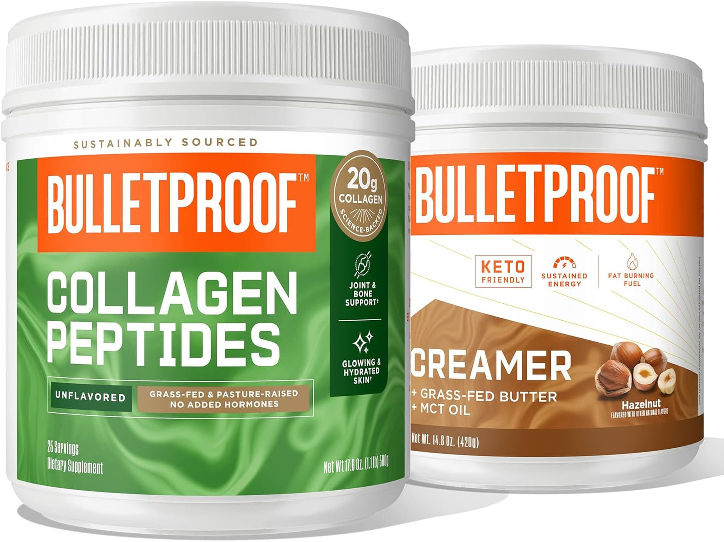 Keto Hazelnut Collagen Protein Powder with MCT Oil, 18g Protein, Grass Fed Peptides - 17.6 Oz Powder, 2g Net Carbs