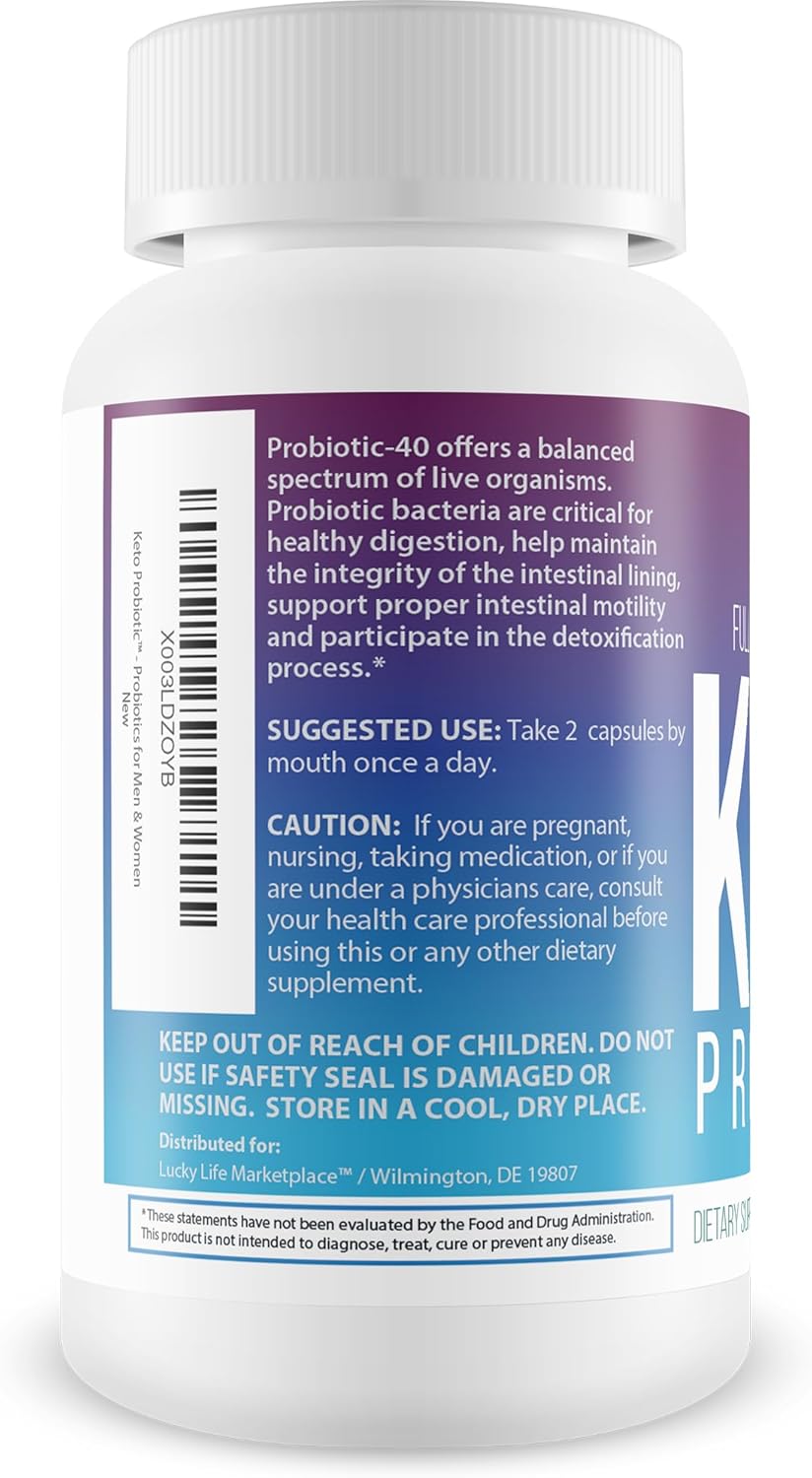 Keto Probiotic Supplement for Digestive, Immune, & Gut Health - 40 Billion Cfu - Men & Women - Reduce Bloating - Full Body Cleanse Support