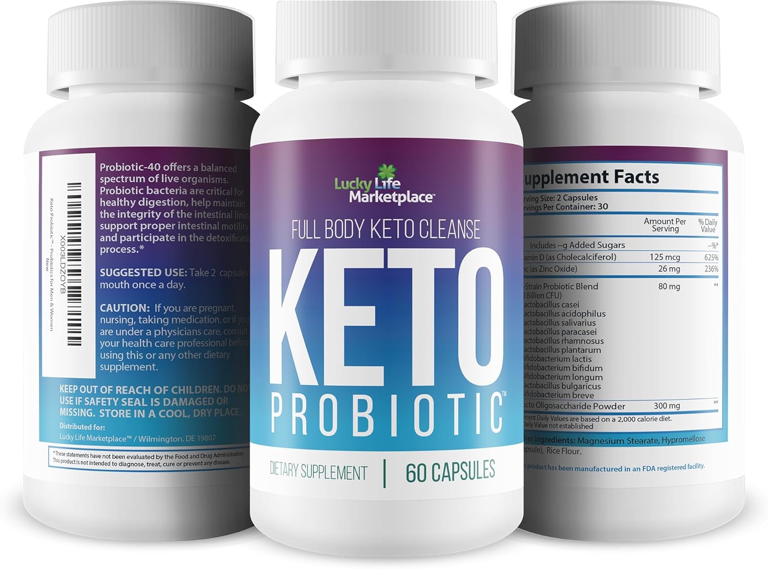 Keto Probiotic Supplement for Digestive, Immune, & Gut Health - 40 Billion Cfu - Men & Women - Reduce Bloating - Full Body Cleanse Support