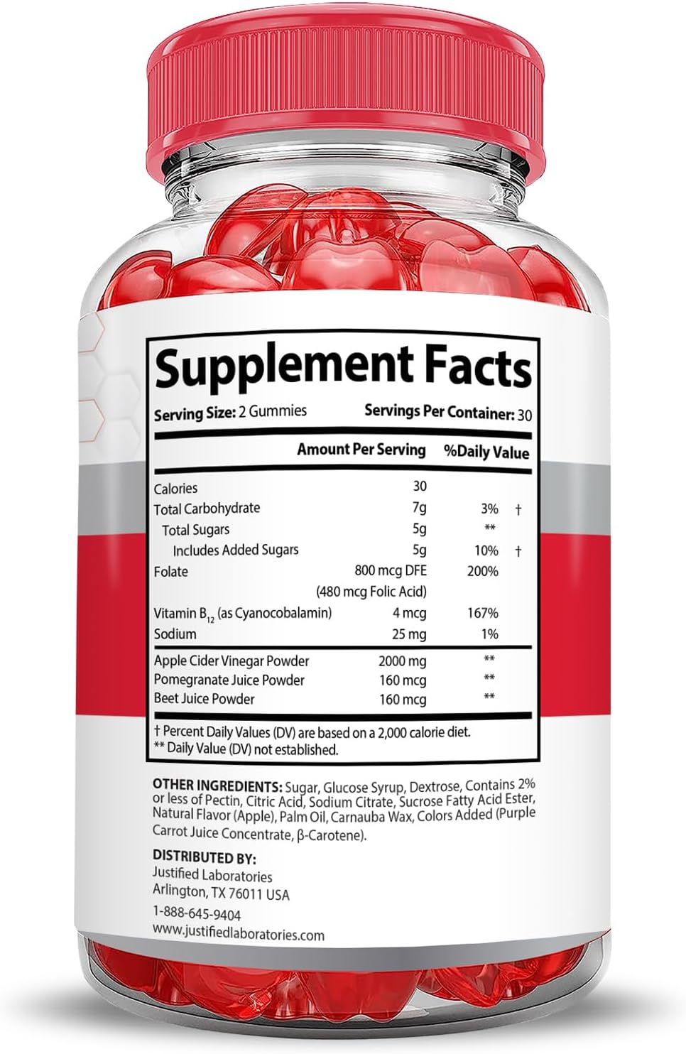 Keto Rush Keto ACV Gummies Extreme with Pomegranate Beet Juice Powder - 2000MG, B12, Vegan, Non GMO - 60 Gummies