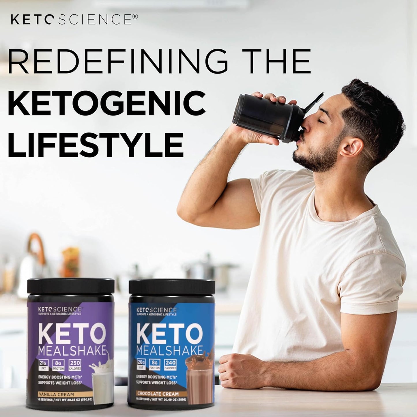Keto Science Chocolate Ketogenic Meal Shake: High in MCTs, Protein, Collagen, Vitamins, and Minerals - Keto & Paleo Friendly for Slimming Formula (14 Servings, 20.49 Oz)