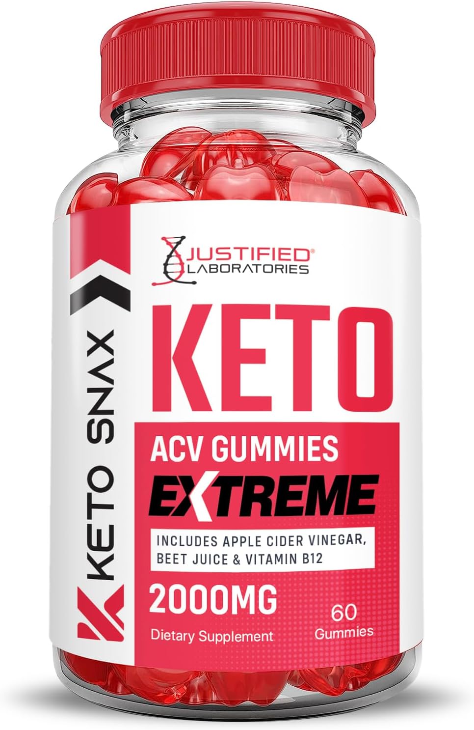 Keto Snax Apple Cider Vinegar Gummies 2000MG (2 Pack) - Pomegranate & Beet Juice, B12, Vegan, Non GMO