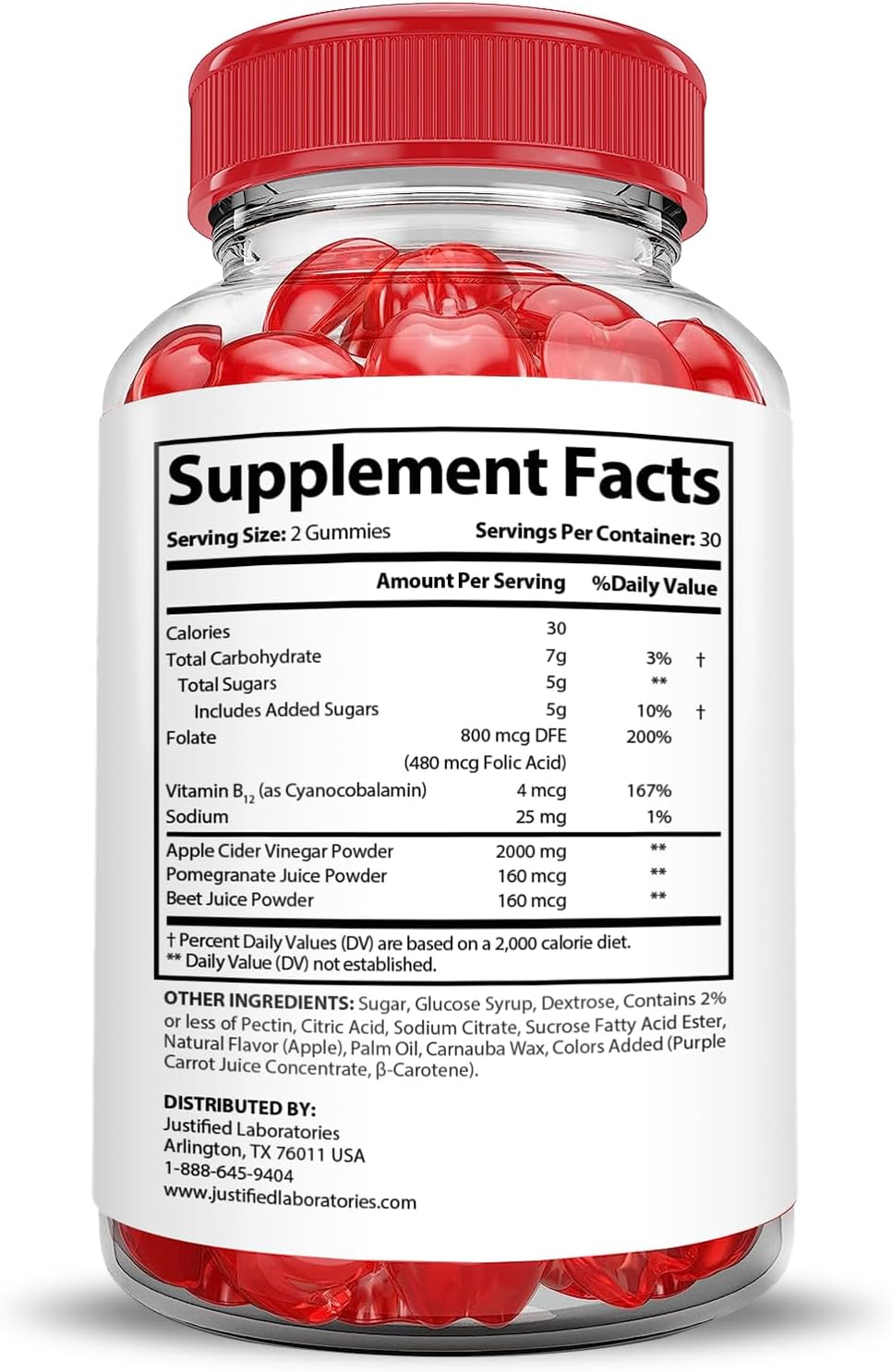 Keto Snax Apple Cider Vinegar Gummies 2000MG (2 Pack) - Pomegranate & Beet Juice, B12, Vegan, Non GMO