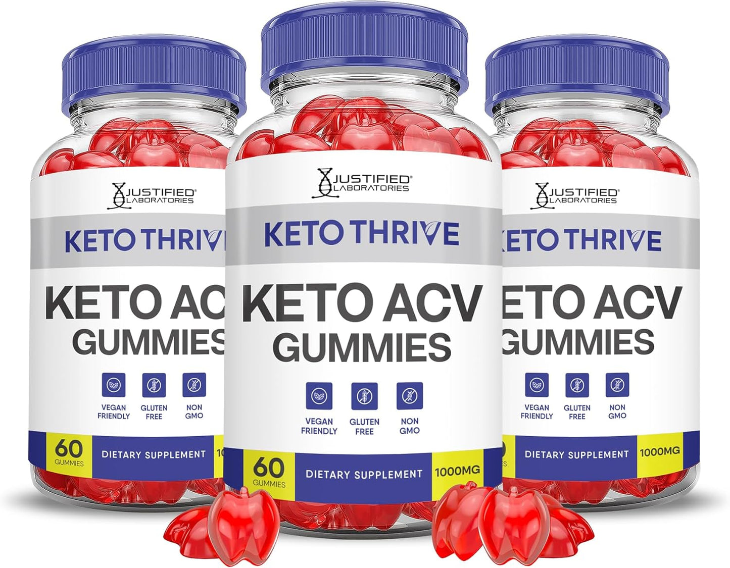 Keto Thrive Keto ACV Gummies 1000MG (3 Pack) - Apple Cider Vinegar with Pomegranate Beet Juice, B12, Vegan, Non GMO - 180 Gummies