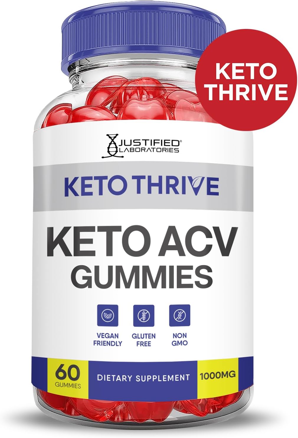 Keto Thrive Keto ACV Gummies 1000MG (3 Pack) - Apple Cider Vinegar with Pomegranate Beet Juice, B12, Vegan, Non GMO - 180 Gummies