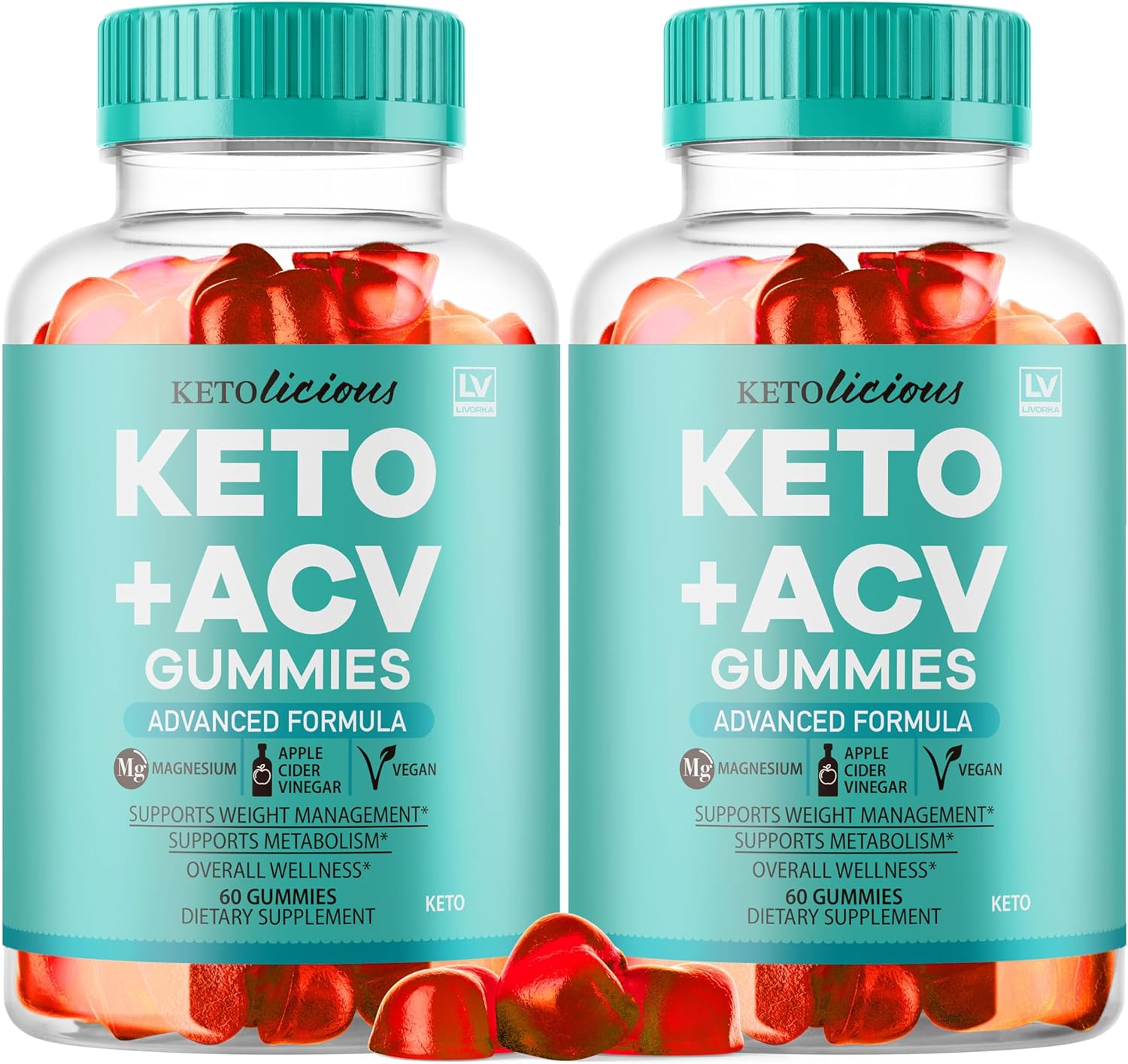 Ketolicious Keto ACV Gummies (2 Pack) - Advanced Formula for 2 Months - 120 Gummies