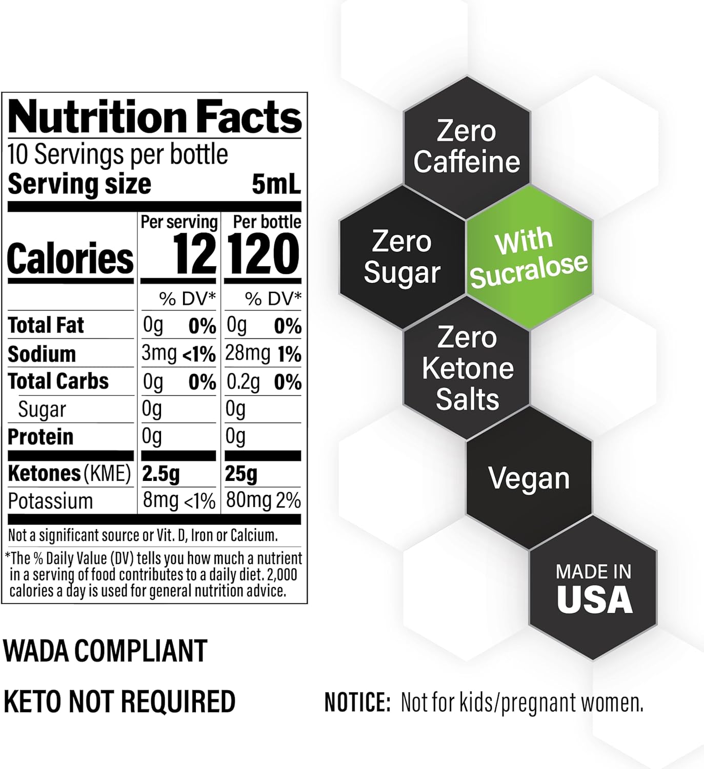 KetoneAid Ke4 Pro Ester Drink with Sucralose - 10 Servings Per Bottle (12 Pack)