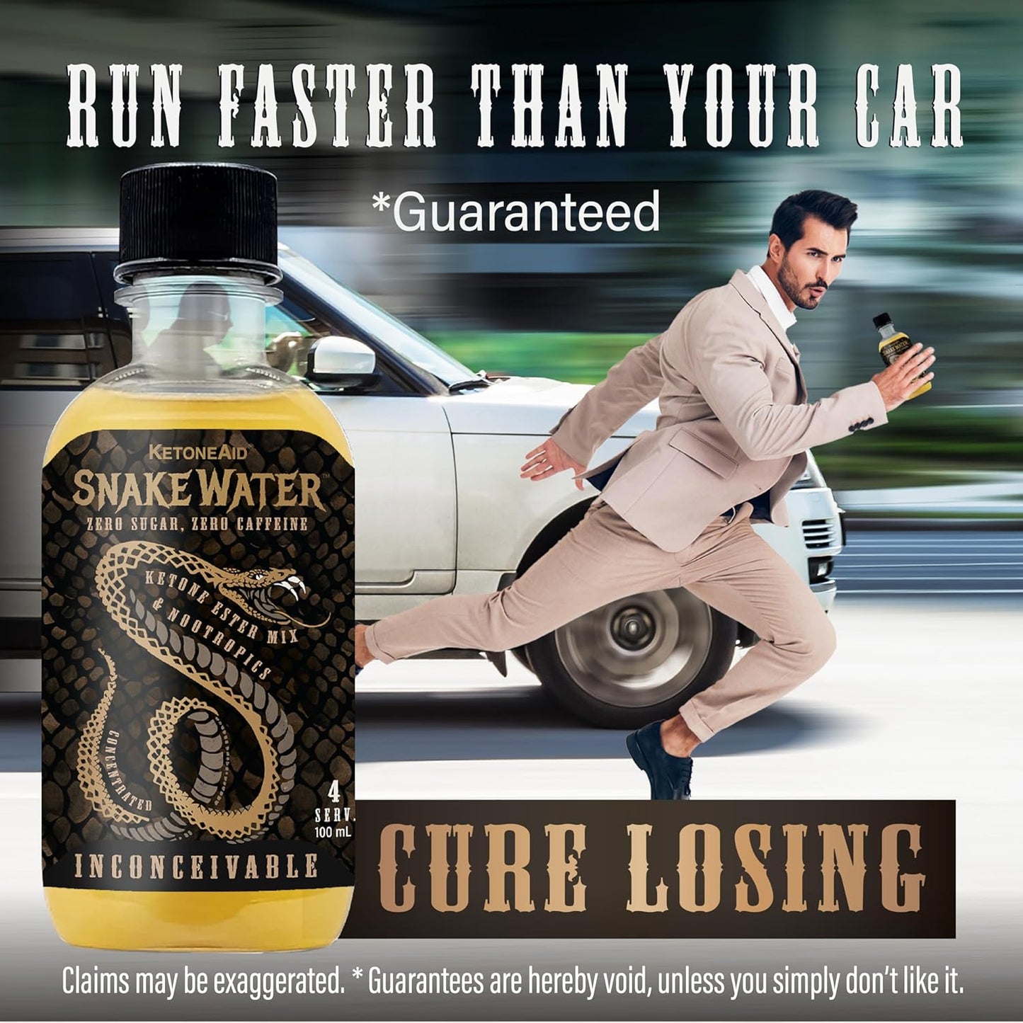 KetoneAid SnakeWater Sports Drink: Ketone Ester with Slow Carbs, Theacrine, & Nootropics - 8 Pack, 32 Servings