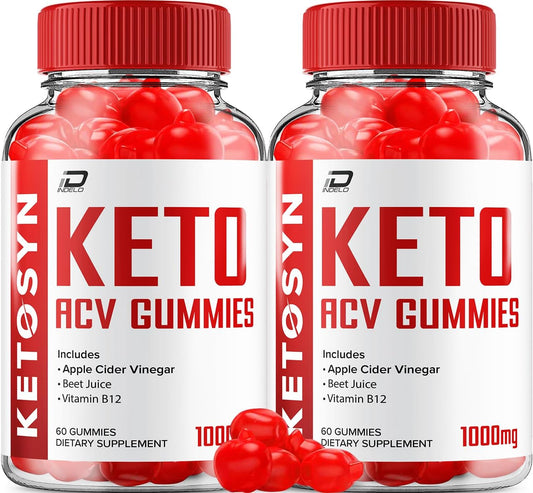 Ketosyn ACV Gummies Advanced Formula - Fast Acting Extra Strength with B12 (2 Pack - 120 Gummies)