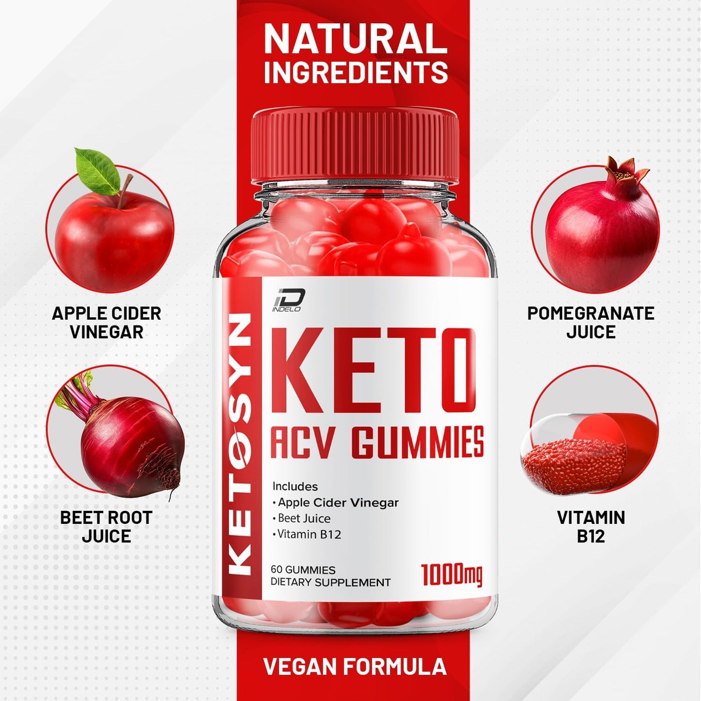 Ketosyn ACV Gummies Advanced Formula - Fast Acting Extra Strength with B12 (2 Pack - 120 Gummies)
