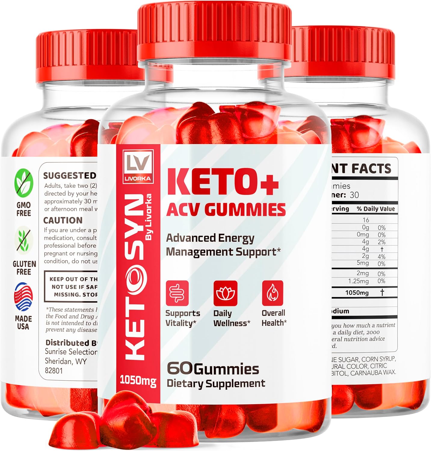 Ketosyn Keto ACV Gummies (2 Pack) - 1050 MG, 120 Gummies for 2 Months