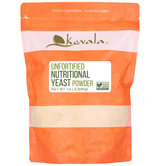 Kevala Unfortified Nutritional Yeast Powder - Vegan Parmesan Cheese Substitute for Snacks, Popcorn, and Baking - 1.5 lb