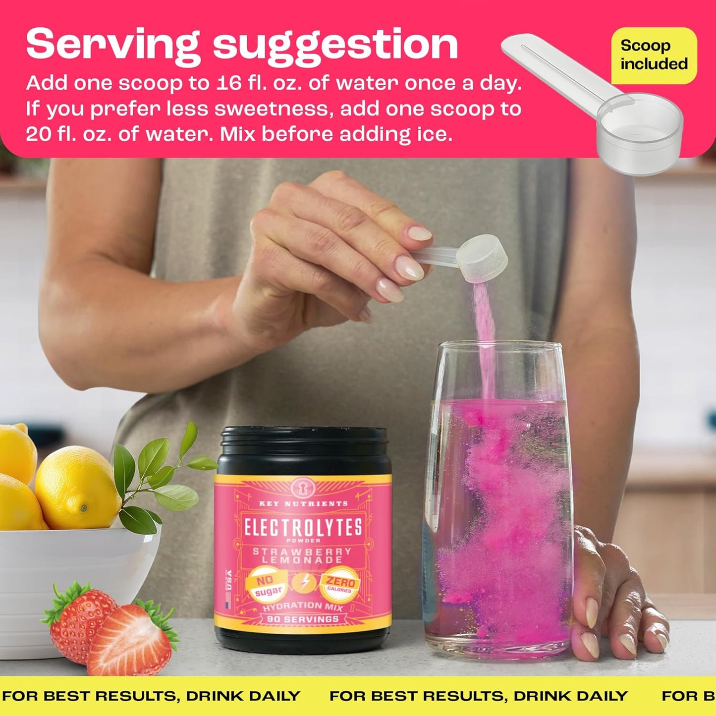 KEY NUTRIENTS Electrolyte Powder Bundle - Lemonade & Strawberry Lemonade Flavors - Sugar-Free, Calorie-Free Hydration - Gluten-Free, Keto-Friendly - 90 Servings Each - Made in USA