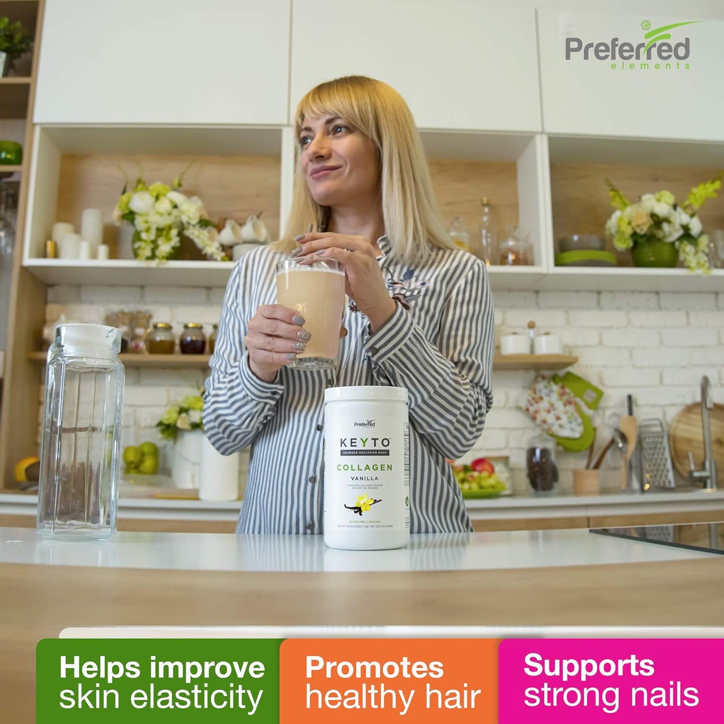 KEYTO Vanilla Keto Collagen Protein Powder with MCT Oil - Grass Fed & Pasture Raised Peptides - Low Carb & Paleo Friendly Supplement