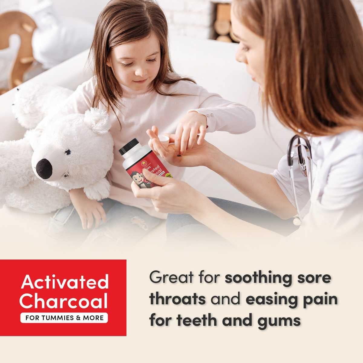 Kid-Friendly Chewable Activated Charcoal Tablets | Natural, Vegan, Non-GMO | Teeth, Stomach, Gas Relief | USP Food Grade | 135 ct.
