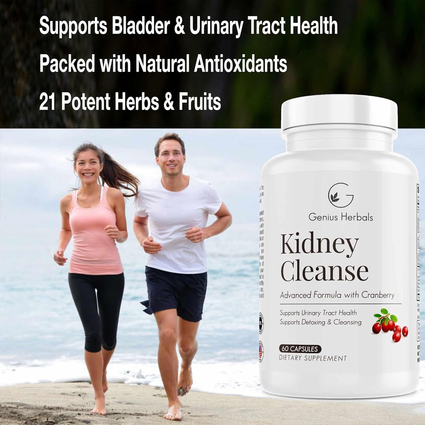 Kidney Cleanse Advanced Formula with Cranberry Extract - Detox & Cleanse for Kidney, Urinary Tract, Bladder - 60 Capsules