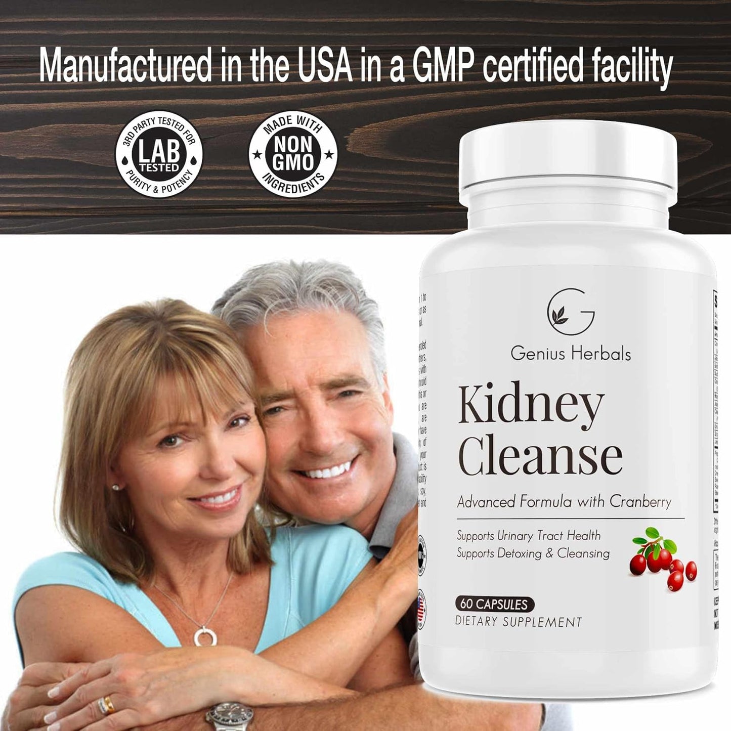 Kidney Cleanse Advanced Formula with Cranberry Extract - Detox & Cleanse for Kidney, Urinary Tract, Bladder - 60 Capsules