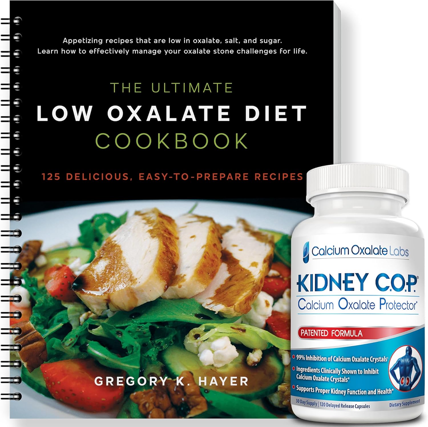 Kidney C.O.P. Calcium Oxalate Protector Capsules for Kidney Support - Stop Recurrence with Low Oxalate Diet Cookbook (Starter Pack)