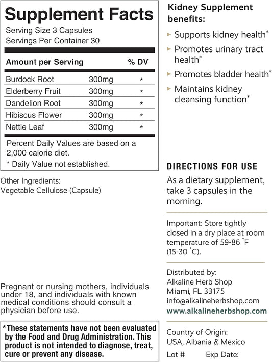 Kidney Health Supplement - 90 Capsules from Alkaline Herb Store