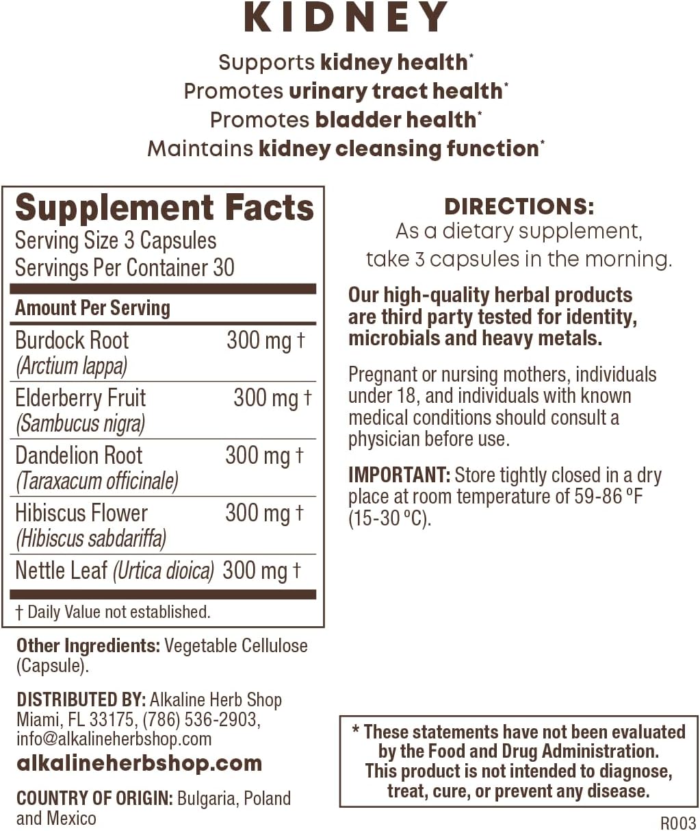 Kidney Health Supplement - 90 Capsules from Alkaline Herb Store
