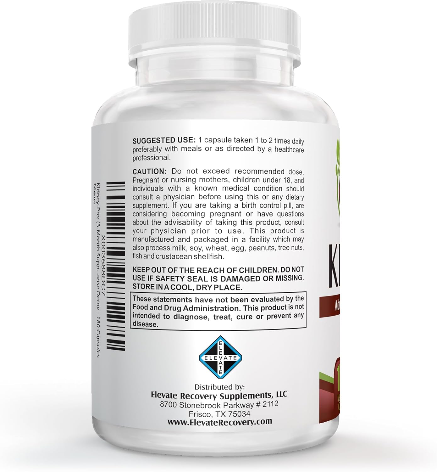 Kidney-Pro Total Support Supplement - 3 Month Supply - 21 Kidney Health Supplements in 1 Formula with Cranberry Extract - Kidney Cleanse Detox - 180 Capsules