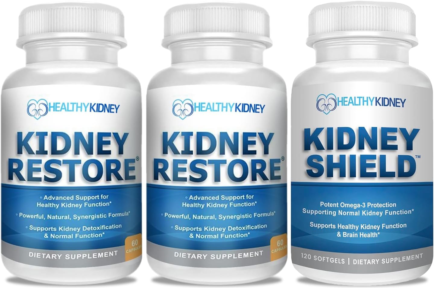 Kidney Restore & Shield: Kidney Health Supplement for Normal Function - 60 caps, 2 Pack + 120 Caps