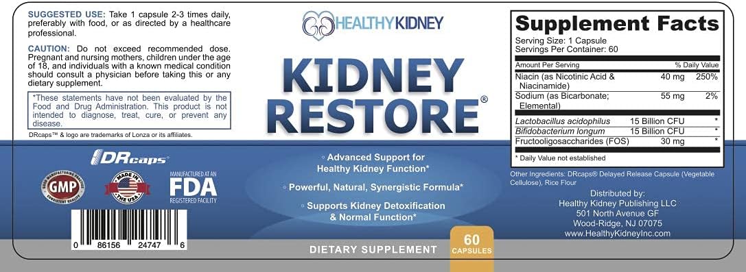 Kidney Restore & Shield: Kidney Health Supplement for Normal Function - 60 caps, 2 Pack + 120 Caps