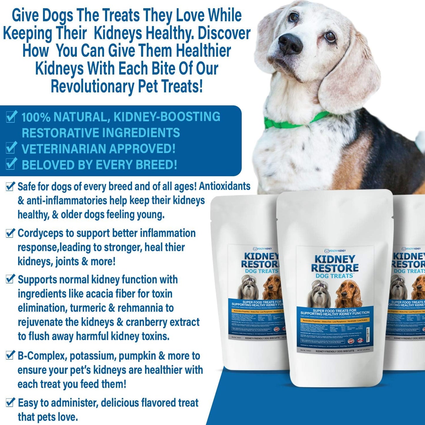 Kidney Restore Supplement for Cats and Dogs - Supports Canine Renal Health with Dog Treats