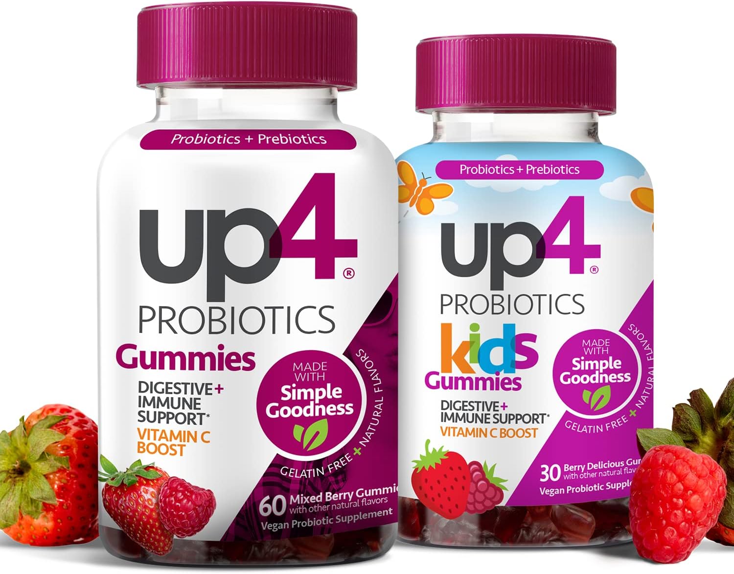 Kids and Adult Probiotic Gummies Bundle: Digestive and Immune Support with Prebiotics, Vitamin C, Men, Women (90 Count)