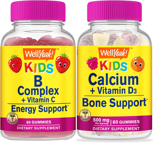 Kids B Complex with Calcium and Vitamin D3 Gummies Bundle - Delicious and Nutritious Vitamin Supplement for Children, Gluten and GMO Free